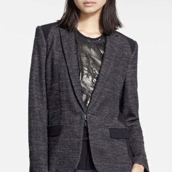 Rag & Bone Wool Tweed Blazer Size 2 Black - Picture 5 of 5